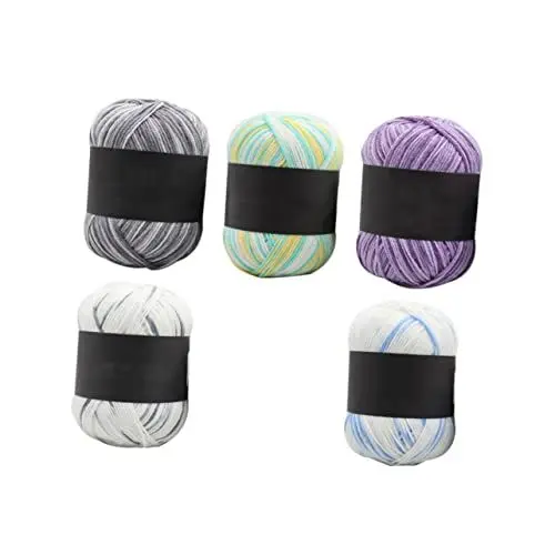 Produktbild: SEWOART Strickgarn-Set Mit 5 Rollen Häkelgarn Farbverlauf Baumwolle Weiß Grau Grün Handstrickgarn