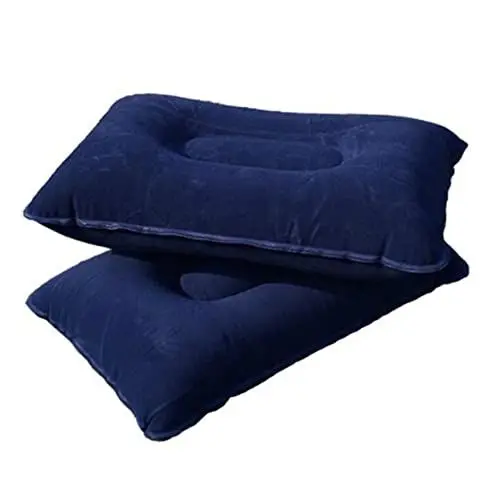 Produktbild: SEWOART Ultra Dickes Aufblasbares Reisekissen Aus Flockstoff Für Outdoor Aktivitäten Tragbares Nackenkissen Dunkelblau Für Camping Reisen Und Mehr