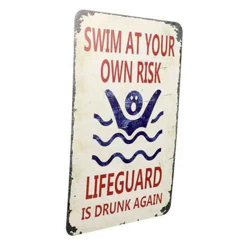 Produktbild: SEWOART Schild mit Schwimmregeln für Den Außenbereich Metall Pool Schild zur Wanddekoration für Schwimmbäder Poster mit Sicherheitsvorschriften für Den Pool für Garten und Poolbereich