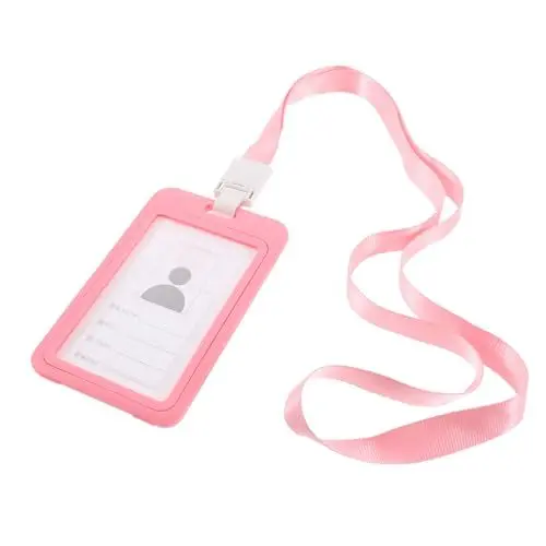 Produktbild: Sewroro 1 Satz Inhaber Eines Studentenausweises Netter Kreditkarteninhaber Kratzfestes Kartenetui Ausweishalter Mit Lanyard Tragbarer Id-kartenhalter Id-inhaber Schutzkarte Plastik Rosa