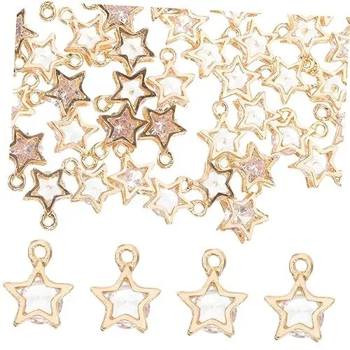 Produktbild: Sewroro 50 Stück Schmuckzubehör Halskette Medaillon Mini-Schmuckanhänger DIY Schmuckanhänger Zirkonia Schmuckanhänger Zirkonia-Anhänger für die Schmuckherstellung Halskettenanhänger Golden