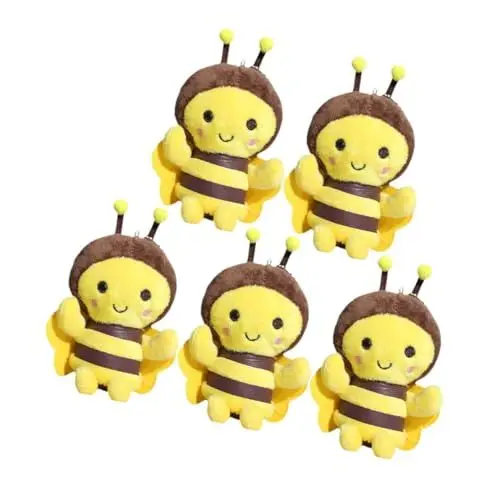 Produktbild: Sewroro 5st Kleiner Bienenanhänger Mini-bienen-charms Bienen-gastgeschenke Plüsch- Bienenhandwerk Mini-bienendekorationen Plüsch-bienen-schlüsselanhänger Pp Baumwolle