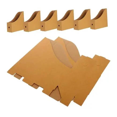 Produktbild: Sewroro 8st Desktop- Zeitschriftenhalter Für Regale Buch Veranstalter Magazinhalterung Ordnerhalter Bücherboxen Papieraufbewahrung Aktenhalter Khaki Kraftpapier