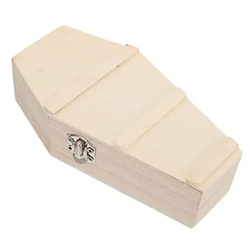 Produktbild: Sewroro Süßigkeiten Fall Halloween-Sarg-Box Mini-Sarg-Box Kleine Unbearbeitete Sargförmige Boxen Aus Holz Befüllbare Aufklappbare Box Für Leckereien Schmuck Halloween-Dekorationen