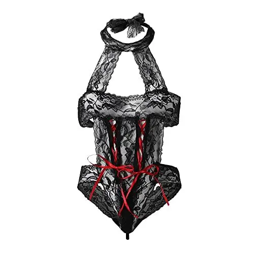 Produktbild: Sexy Dessous Appeal Verbundene Damenunterwäsche Verführerische DREI-Spitze- Hemdchen Dessous(Schwarz,Einheitsgröße)