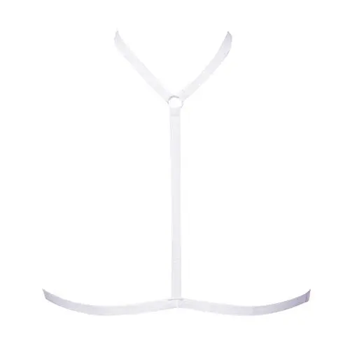 Produktbild: Sexy Offene Harness Bar Für Frauen Punk Körper Brustgurt Bikini Mehrschichtig Riemchen Accessoires FaschingSkostüm Sexy Tiefer V-Ausschnitt Tops Bikini Nur Die BH Ohne Bügel Weiß, Einheitsgröße