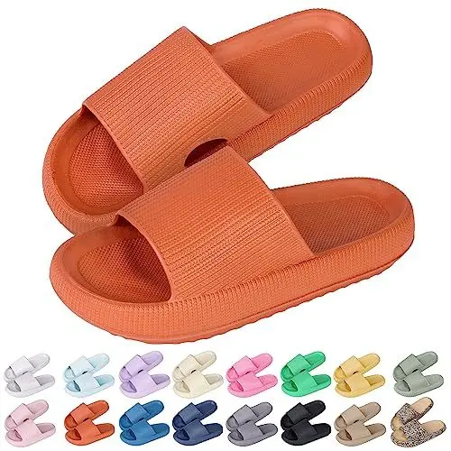 Produktbild: Sfit Badelatschen Damen Herren Wolkenschuhe Eva Badeschuhe Cozislides Badeschlappen rutschfeste Dusch Pantoletten Sommer Cozy Slides Schlappen,Orange,38/39 EU