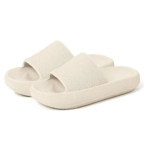 Produktbild: Sfit Badelatschen Damen Herren Wolkenschuhe Eva Badeschuhe Hausschuhe Cozislides Original Slippers Cloudyzz Schlappen rutschfeste Dusch Badeschlappen,Beige,35/36 EU