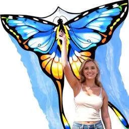 Produktbild: SGftre Schmetterlingsdrache mit Tüll-Schwanz 140x290 cm – Leichtflieger für Familien & Kinder ab 6 Jahre – Inkl. Video-Anleitung & Tragbarer Tasche – Ideal für Strand, Park und Outdoor-Abenteuer