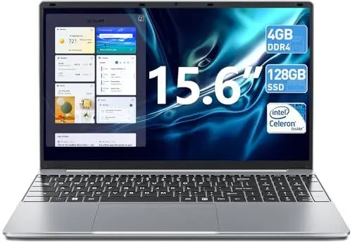 Produktbild: SGIN 15.6 Zoll Laptop, 4GB RAM 128GB SSD Home 11 Notebook, Celeron N4000, Up to 2.8GHz, 2.4/5.0G WiFi, Bluetooth 4.2, Expandable Memory 512GB TF