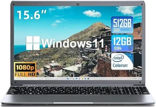 Produktbild: SGIN Laptop 15,6 Zoll, 12 GB RAM 512 GB SSD Windows 11 Notebook, Celeron N5095, Up to 2,8 GHz, 1920 x 1080, 2,4/5,0 G WLAN, Bluetooth 4.2, erweiterbarer Speicher 512 GB TF