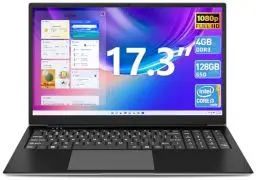 Produktbild: SGIN Laptop 17,3 Zoll, 4GB RAM 128GB SSD ROM Laptop (TF 512 GB), I3 5005U, FHD IPS, 2 x USB 3.2, Bluetooth 4.2, Dual Band WiFi, erweiterbarer Speicher 512 GB TF