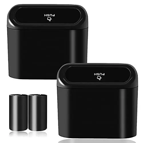 Produktbild: SGLRT Auto Mülleimer mit Deckel, 2 Packungen Universeller Mini Automülleimer mit 40 Müllbeuteln, Mülleimer Für Auto, Auto Organizer und Aufbewahrung, Auto Zubehör, Büro(Schwarz)