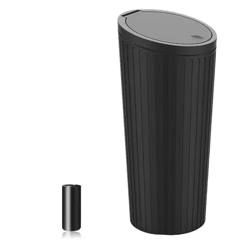 Produktbild: SGLRT Auto Mülleimer mit Deckel - Auto Mülleimer Cup Holder - Universal Leakproof Fahrzeug Mülleimer 20pcs Müllbeutel - Auto Organisatoren und Lagerung für Front Rücksitz Zubehör(Schwarz)