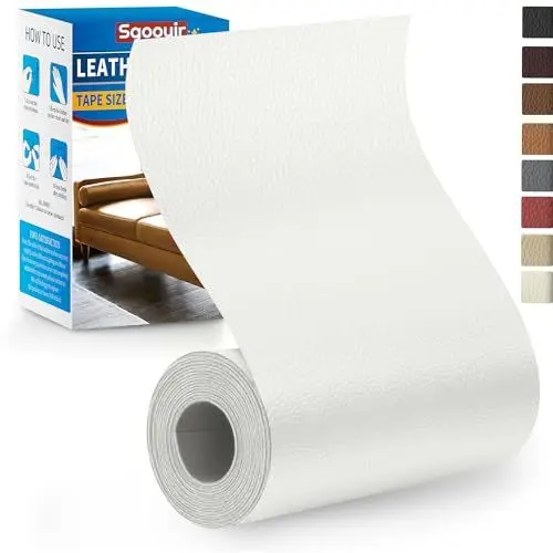Produktbild: Sgooyir Kunstleder Selbstklebend Weiß, 10x160cm Leder Reparatur Set, Kunstleder Reparaturset Flicken Selbstklebend Patch für Autositze, Möbel, Sofa, Couch, Jacken