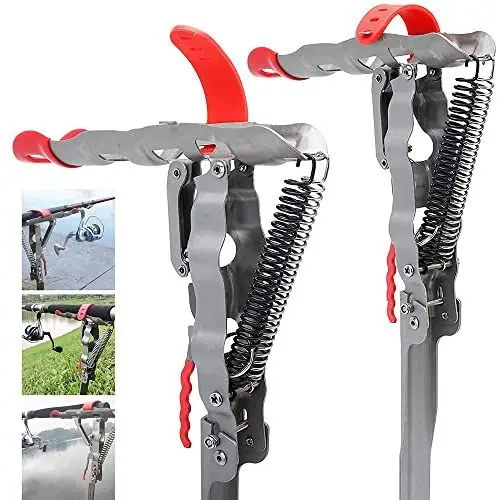 Produktbild: Shackcom 2 Stück Rutenhalter Edelstahl für Angelrute Rutenhalter Angel Automatischer mit Feder Rutenständer Einstellbare Empfindlichkeit Angelhalter Rutenhalter-Doppelte Feder