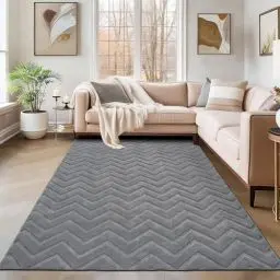 Produktbild: SHACOS Grau Teppich Wohnzimmer Kurzflor 160x230 cm Modern Waschbarer Teppich Schlafzimmer Weich Wohnzimmerteppich Hoch-Tief-Effekt 3D Effekt rutschfeste Teppiche für Kinderzimmer, Esszimmer