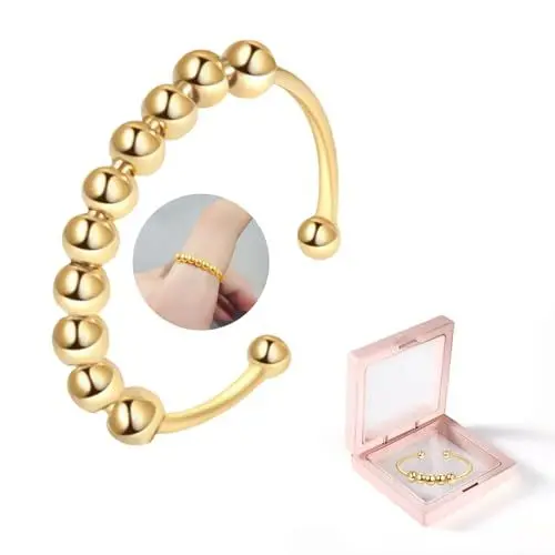 Produktbild: Shade Anxiety Ring, Langlebigem Edelstahl Wasserfester Damenring Verstellbare Ringe Gold Antistress Ring Modeschmuck für deinen individuellen Look Angstlinderungsring