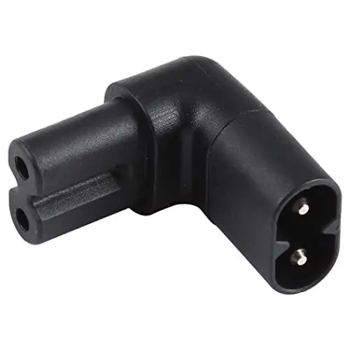 Produktbild: SHAFI® C7 auf C8 Rechtwinkliges Adapter Stecker auf Buchse für 90 Grad IEC C7 Buchse Netzkabel 2 Polig – Kompatibel Samsung Fernsehkabel AC Power Cable LG TV Stromkabel PS5 PS4 Xbox Series X/S Kabel