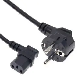 Produktbild: SHAFI® Kaltgerätekabel 1.8M Netzkabel 3 Polig - IEC Kabel C13 Buchse und 90° Schutzkontaktstecker Typ F CEE 7/7 - Euro Stecker Winkel Monitor Power Cable Beamer Drucker PSU PC Stromkabel - 1.8 Meter