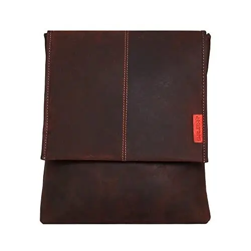 Produktbild: Shalimar Flacher Messenger-Bag/Umhängetasche aus geöltem Buffalo-Leder - Extremely rugged Outback Wear, Farbe:Dark Muskat