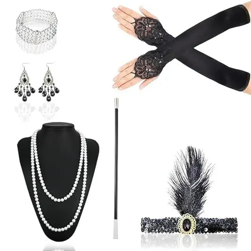 Produktbild: shallyong 20er Jahre Accessoires 6 Stück, Faschingskostüme, 1920er Accessoires Damen, Great Gatsby Accessoires Damen für Karneval, 1920er Maskenball (20er Jahre)
