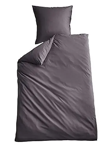 Produktbild: Shangrila Bettwäsche Set Microsatin »Berlin« BxL 135x200 cm Dunkelgrau Kissenbezug Bettbezug Reißverschluss Hautfreundlich, 202090