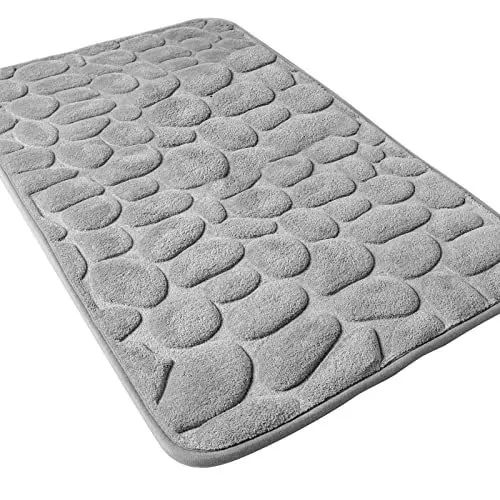 Produktbild: SHANNA Badezimmerteppich mit Memory Foam, Badezimmerteppich Duschvorleger Duschteppich für Badewanne, Dusche, Badezimmer (C. Schwarz, 40 x 60 cm)