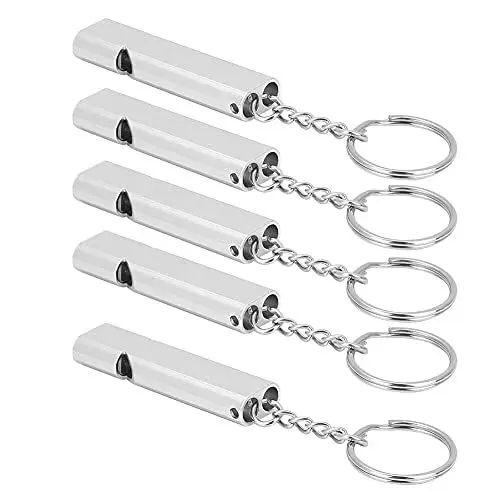 Produktbild: Shanrya Outdoor Survival Whistle, Dual Tubes Survival Tool aus Aluminiumlegierung Lebensrettender Notfall Dual Tubes Whistle, für Outdoor Survival Emergency(Silber)