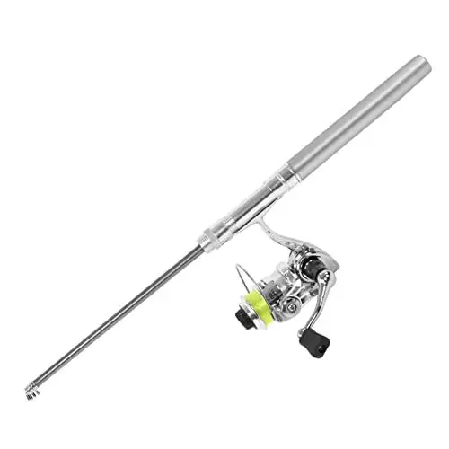 Produktbild: Shanrya Taschen-Angelrute mit Rollenrad, ultraleichte Mini-Stift-Angelrute und Rollen-Combos Teleskop tragbar zum Meeresangeln zum Felsangeln zum Flussangeln(Silber)