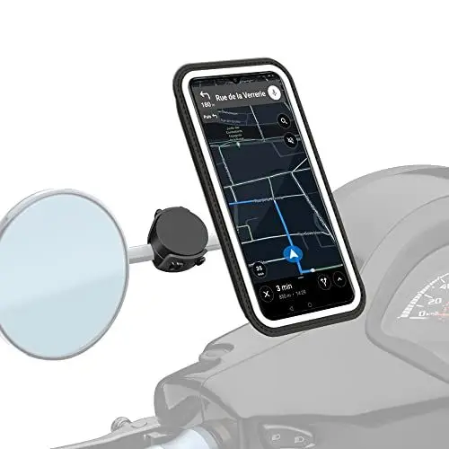 Produktbild: Shapeheart französische Innovation, magnetische Handyhalterung für Motorroller für Rückspiegel. Mit abnehmbarer wetterfester Hülle, Anti-Vibration, für alle Rückspiegel, kompatibel mit allen Marken