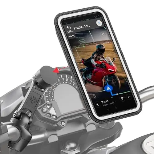 Produktbild: Shapeheart französische Innovation, magnetische Motorrad-Telefonhalterung Pro mit Gelenkarm und Abnehmbarer wetterfester Hülle, absorbiert Vibrationen. Handyhalterung für Motorrad- und Rollerlenker