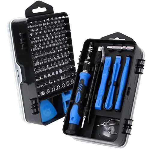 Produktbild: SHARDEN Feinmechaniker Schraubendreher Set, 122 in 1 Mini Präzisions Werkzeug Kit mit Torx T2 T5 T6 T8 T9, Handy Reparatur Werkzeug Set für Uhr, PC, Brille, PS, Kamera, Phone mit 1 Magnetische Pad