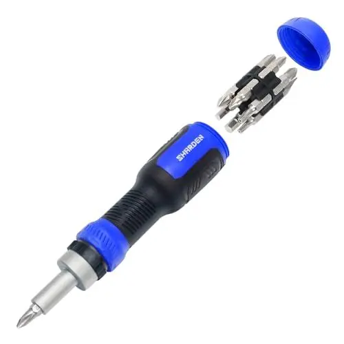 Produktbild: SHARDEN Ratschen Schraubendreher 13-in-1 Ratschen-Schraubendreher Multibit-Schraubendreher Multitool All in One mit Torx, Schlitz, Kreuzschlitz, Sechskant,Pozidriv und 1/4 Mutternschlüssel