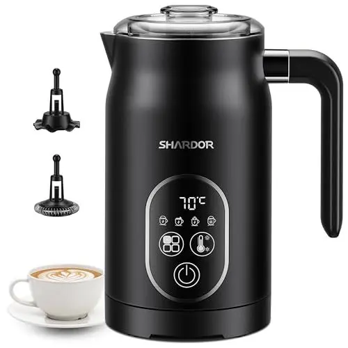 Produktbild: SHARDOR MilchaufschäUmer 5 in 1, MilchaufschäUmer Elektrisch Mit Intelligenter Temperaturregelung, MilchschäUmer Mit Speziellen MischköPfen FüR HeißEn Kakao, Antihaftbeschichtung, FüR Macchiato