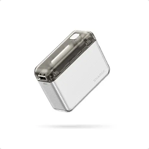 Produktbild: SHARGE Flow Powerbank von Shargeek, 10000mAh Kleinstes Mini Power Bank mit 20W USB-C Schnellladung, Dual Output Externer Akku Tragbare Handyakkus kompatibel mit iPhone, Samsung, iPad (Weiß)