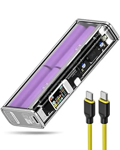 Produktbild: Shargeek Powerbank, STORM2 Slim 130W 20000mAh Power Bank Laptop, See-Through Design Akku-Pack mit IPS Bildschirm, 3 USB- und 1 DC-Anschluss Kompatibel mit iPhone, Pad, MacBook,Samsung,Xiaomi Series