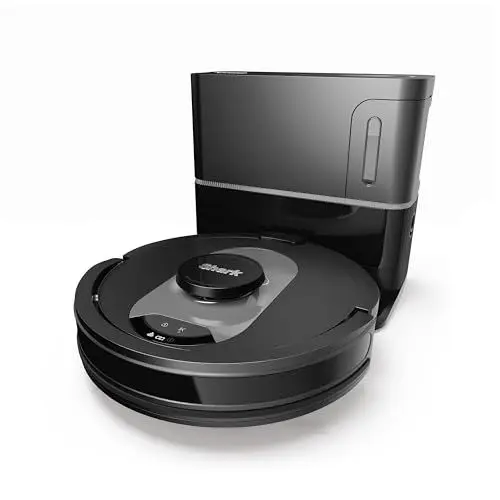 Produktbild: Shark AI 360 Saugroboter, selbstentleerender Staubsauger-Roboter, geeignet für alle Teppiche und Hartböden, Roboterstaubsauger, 120 Min Laufzeit, manuelle und App-Steuerung, Schwarz/Silber, RV2500SEU