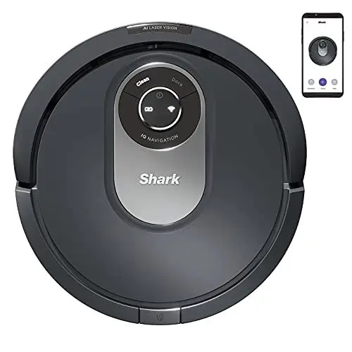 Produktbild: Shark AI Saugroboter, Staubsauger-Roboter mit Anti Hair Wrap,Teppich und Hartboden, Roboterstaubsauger, 90 Min Laufzeit, manuelle und App-Steuerung, Grau, RV2001EU