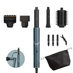 Produktbild: Shark FlexStyle Limited Edition Geschenkset 5-in-1 Air Styler & Haartrockner, Curler, FrizzFighter Finishing Tool, Ovalbürste, Konzentrator, Aufbewahrungstasche, Keine Hitzeschäden, Türkis HD450TLEU