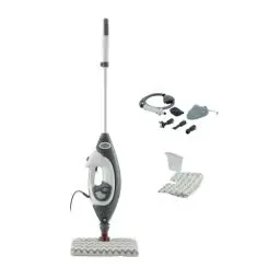Produktbild: Shark Klik n' Flip Dampfreiniger, Boden- und Handreiniger, Dampfreiniger für Hartböden, Fliesen, Oberflächen, Wasserhähne und Glas, 5 Zubehörteile, 2 Einstellungen, Grau/Weiß S6005EU