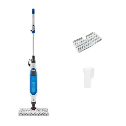 Produktbild: Shark Klik n' Flip Dampfreiniger für Hartböden mit Steam-Blaster, mit 2 waschbaren Reinigungspads & Füllbehälter, 350ml Fassungsvermögen, 6m Kabel, 30 Sekunden Aufheizzeit, Weiß & Blau S6001EU