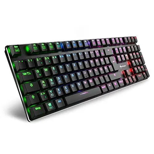 Produktbild: Sharkoon PureWriter RGB Mechanische Low Profile-Tastatur (RGB Beleuchtung, rote Schalter, flache Tasten, Beleuchtungseffekte, abnehmbarem USB Kabel) schwarz