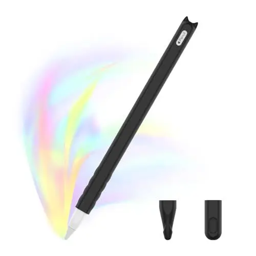 Produktbild: SharkProten Hülle Kompatibel mit Apple Pencil 2nd Gen, Silikon-Stifthalter-Hülle und Federabdeckung, Schutzhülle für Apple Pencil, kompatibel mit magnetischer Aufladung und Double Tap, Schwarz