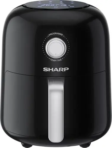 Produktbild: SHARP ‎AF-GS404AE-B Heißluftfritteuse 4L mit halbdigitaler Steuerung – Touchdisplay Funktion, 8 Programme, 1300W, Schwarz, Backen ohne Öl
