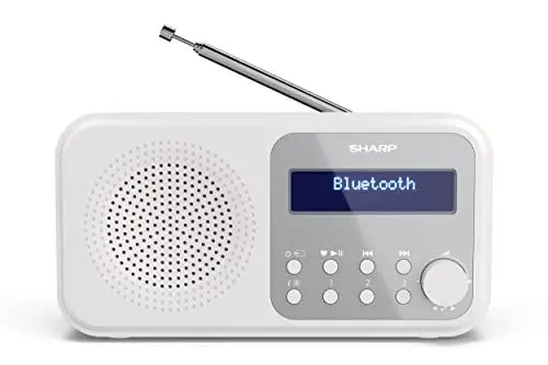 Produktbild: SHARP DR-P420 Portables Digitalradio (DAB/DAB+/FM mit RDS, USB, Bluetooth 5.0, 3,5mm Klinke Wecker-Funktionen), Weiß