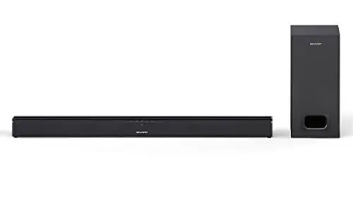 Produktbild: SHARP HTSBW110 2.1 Soundbar 180W (USB, Bluetooh, HDMI, Optisch, AUX-In (3,5mm), Breite: 80cm), Slim-Design, externer Subwoofer, schwarz