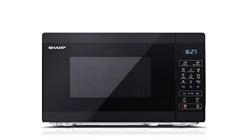 Produktbild: SHARP MG02EB Mikrowelle mit Grill (Mikrowelle: 800W, Grill: 1000W, 11 Leistungsstufen, Auftaufunktion, Abmessungen: 440x258x324cm), schwarz