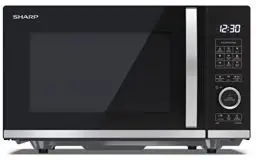 Produktbild: SHARP QG204AEB Mikrowelle mit Grill (Mikrowelle: 800W, Grill: 1000W, 10 Leistungsstufen, Auftaufunktion, Abmessungen: 457x272x391cm), schwarz