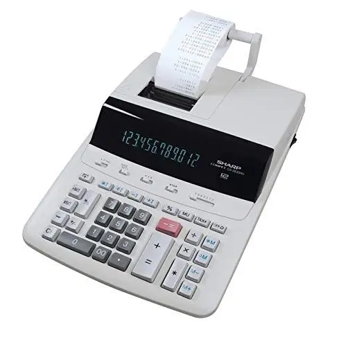 Produktbild: Sharp Druckender Tischrechner CS-2635RHGYSE (großes 12-stelliges Display, schwarz rote Druckfarben, RESUME-Funktion) Hellgrau